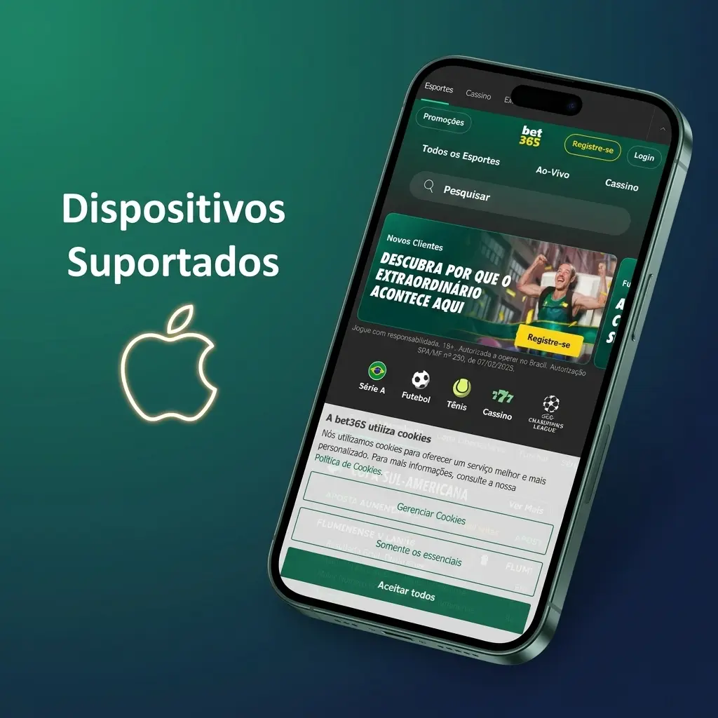 Dispositivos Apple compatíveis com o app Bet365, incluindo modelos de iPhone e iPad com iOS 12 ou superior